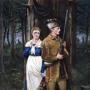 COLONIAL FRONTIER COUPLE. An 18th century couple on the American colonial frontier