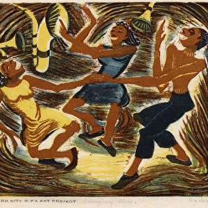 DANCING, c1940. Print made by an American artist as part of the New York City WPA Art Project
