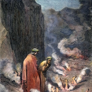DANTE: DIVINE COMEDY, 1861. Virgil conducts Dante to the third gulf of hell to