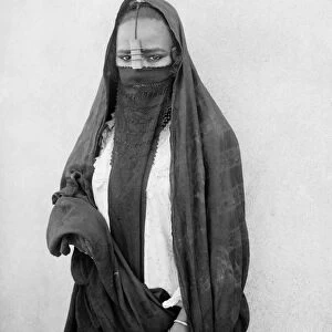 EGYPT: WOMAN. A portrait of an Egyptian woman from Cairo in traditional dress. Stereograph