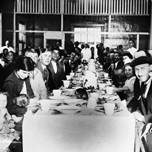 ELLIS ISLAND: DINING HALL. Immigrants who are awaiting approval of their entrance