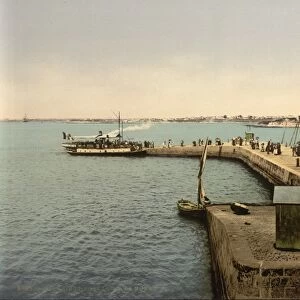 FRANCE: LORIENT, c1895. The mole at Port Louis in Lorient, France. Photochrome, c1895
