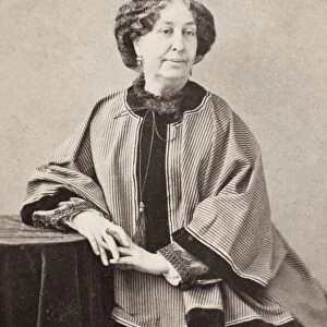 GEORGE SAND (1804-1876). French writer. At age 60. Original carte-de-visite photograph by Nadar