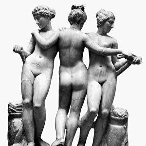 THREE GRACES. Marble, 3rd century B. C. from the ruins of Cyrene, a Greek colony in Cyrenaica, present day Libya
