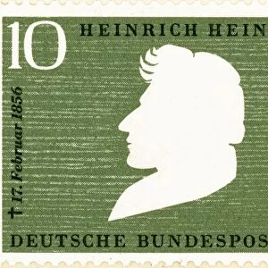 HEINRICH HEINE (1797-1856). German poet and critic. West German 10 pfenning postage stamp of 1956 commemorating the 100th anniversary of Heines death