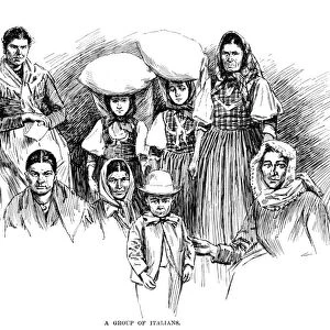 IMMIGRANTS, 1891. A group of Italians. Engraving, 1891