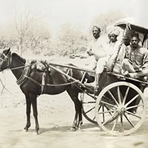 INDIA: CART. Four men in a horse-drawn cart in India. Photograph, late 19th century