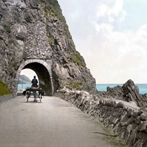 IRELAND: BLACK CAVE TUNNEL. Black Cave Tunnel in County Antrim, Ireland. Photochrome, c1895