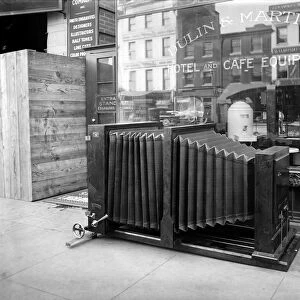 LARGE CAMERA, c1920. An extra large camera in front of the Standard Engraving Company in Washington, D. C. c1920