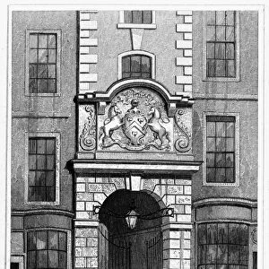 LONDON: SADLERs HALL. View of Sadlers Hall, Cheapside, London, England. Steel engraving, English, 1830, after Thomas Shepherd