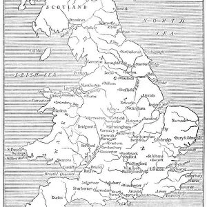 MAP OF ENGLAND. A map of England as it appeared in the 18th century