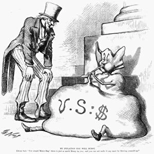 NAST: INFLATION, 1873. By inflation you will burst. Cartoon, 1873, by Thomas Nast