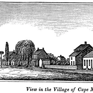 NEW JERSEY: CAPE MAY, 1844. View in the village of Cape May Courthouse. Wood engraving, American, 1844