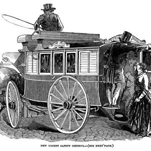 OMNIBUS, 1846. New patent safety omnibus of 1846. Contemporary English wood engraving