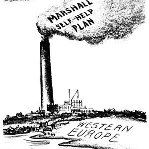 Peace-Mongering. American cartoon by Daniel R. Fitzpatrick, 1947, on the Marshall Plan for the post-World War II recovery of Western Europe