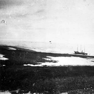 PEARYs EXPEDITION, 1908. The ship Roosevelt at Cape Sheridan, Canada, on the Arctic Ocean