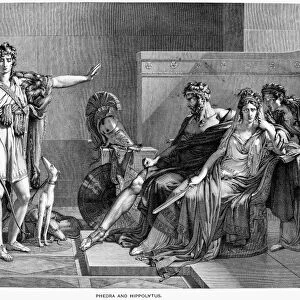 PHAEDRA AND HIPPOLYTUS. Phaedra rejected by Hippolytus. Line engraving, 19th century