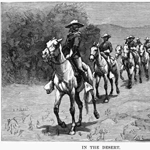 REMINGTON: 10th CAVALRY. In the Desert, showing the 10th (Colored) Cavalry, known as Buffalo Soldiers, on maneuvers in Arizona. Wood engraving, 1888, after Frederick Remington