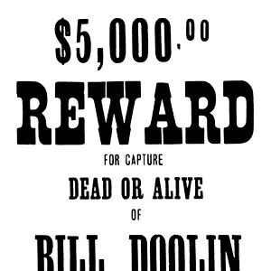 REWARD POSTER. A wanted poster issued after the Doolin Gang held up a Rock Island