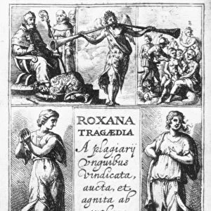 ROXANA TRAGAEDIA, 1632. Frontispiece vignette for the play by William Alabaster, published in London, 1632