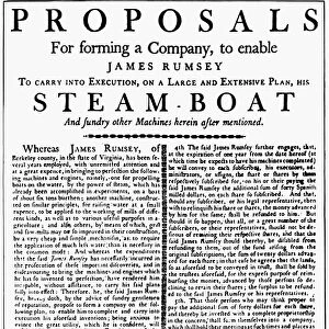 RUMSEY: PROPOSAL, 1788. Proposal by James Rumsey to get supporting partners in