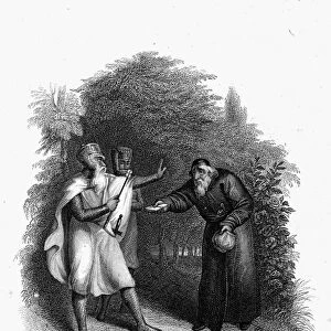 SCOTT: IVANHOE, 1832. Isaac of York and the Templars. Steel engraving from an 1832 English edition of Sir Walter Scotts novel Ivanhoe, first published in 1819