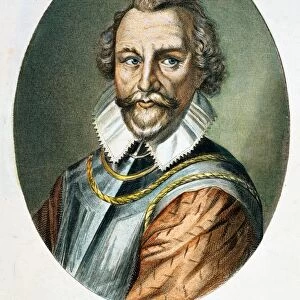 SIR MARTIN FROBISHER (1535?-1594). English mariner: engraving, 19th century