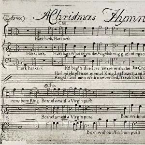 SIXTEEN ANTHEMS MUSIC, 1766. Engraved music page by Paul Revere for A Christmas Hymn from the first edition of Josiah Flaggs Sixteen Anthems, Boston, 1766