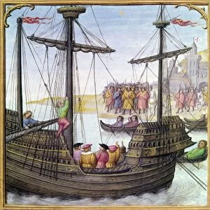 SPAIN: SHIP, 15th CENTURY. Spanish sailing ship, probably of the 15th century