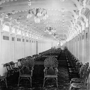 STEAMBOAT INTERIOR, c1896. Interior view of the Bluff City, sternwheel steamboat