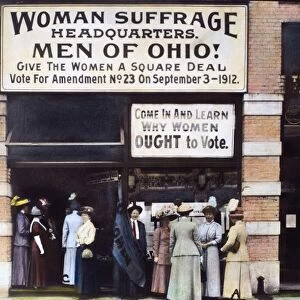 SUFFRAGE HEADQUARTERS. Womens Suffrage Headquarters in Cleveland, Ohio in 1912