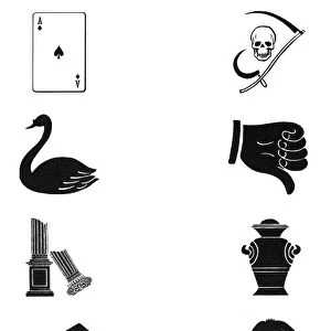SYMBOLS: DEATH. Various symbols of death and mourning