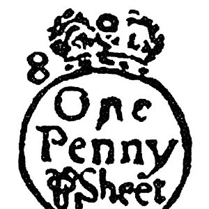 TAX STAMP, 1765-66. A tax stamp issued by the British government for use in the