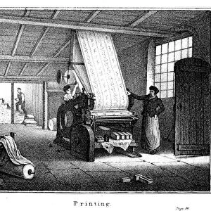 TEXTILE MANUFACTURE, 1840. Calico printing on cotton. Lithograph