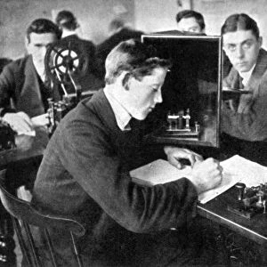 TITANIC: HAROLD COTTAM. The wireless operator of the Carpathia who heard the distress call sent by the Titanic, 1912. Shown here as a student at the British School of Telegraphy
