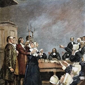 TRIAL OF TWO WITCHES, Salem, Massachusetts, in 1692. Illustration by Howard Pyle