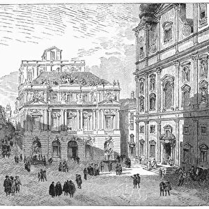 VIENNA: UNIVERSITY PLATZ. The Old University Platz at Vienna, Austria. Wood engraving, 1886