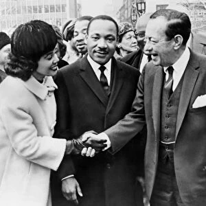 WAGNER AND KINGS, 1964. New York City Mayor Robert Wagner greeting Dr. & Mrs. Martin Luther King