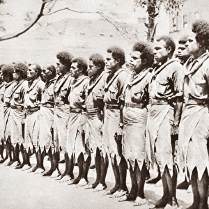 WORLD WAR I: FIGIAN TROOPS. Fiji Island natives in Honolulu, Hawaii, on their way