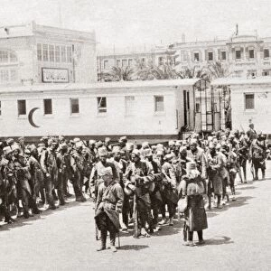 WORLD WAR I: SENEGALESE. Senegalese troops at the railroad station at San Stefano