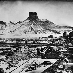 WYOMING: RAILROAD, 1868. Construction of temporary and permanent railroad bridges