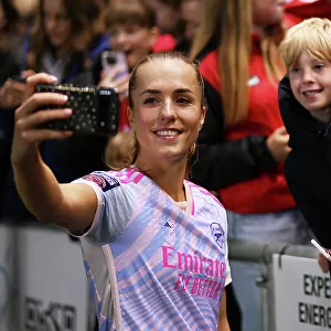 Arsenal Women's Players Mingle with Fans after Victory over Bristol City in Barclays WSL