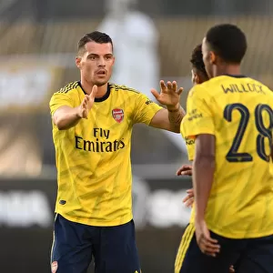 Arsenal's Granit Xhaka Celebrates Reiss Nelson's Goal Against Angers in 2019 Pre-Season Friendly