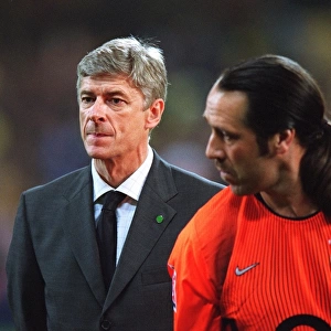 Arsene Wenger the Arsenal Manager and david Seaman before the match