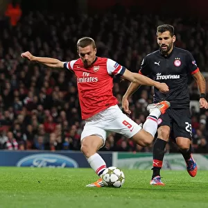 Lukas Podolski Scores the Second Goal: Arsenal FC vs Olympiacos FC, UEFA Champions League 2012