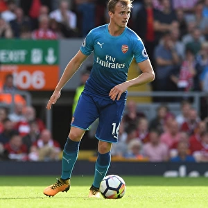Rob Holding (Arsenal). Liverpool 4: 0 Arsenal. Premier League. Anfield, Liverpool, 27 / 8 / 17