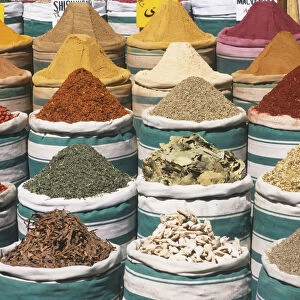 Africa, Egypt, colourful display of aromatic spices in open air market