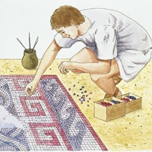 Ancient Rome, man making tile floor