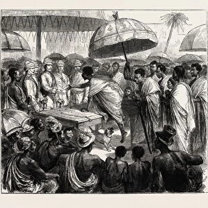 The Ashantee War, Reading the Queens Letter at the Palaver of Kings at Accra, Ghana: Attah