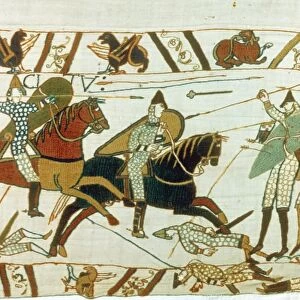 Bayeux Tapestry 1067. Battle of Hastings, 14 October 1066. Anglo-Saxon (English)